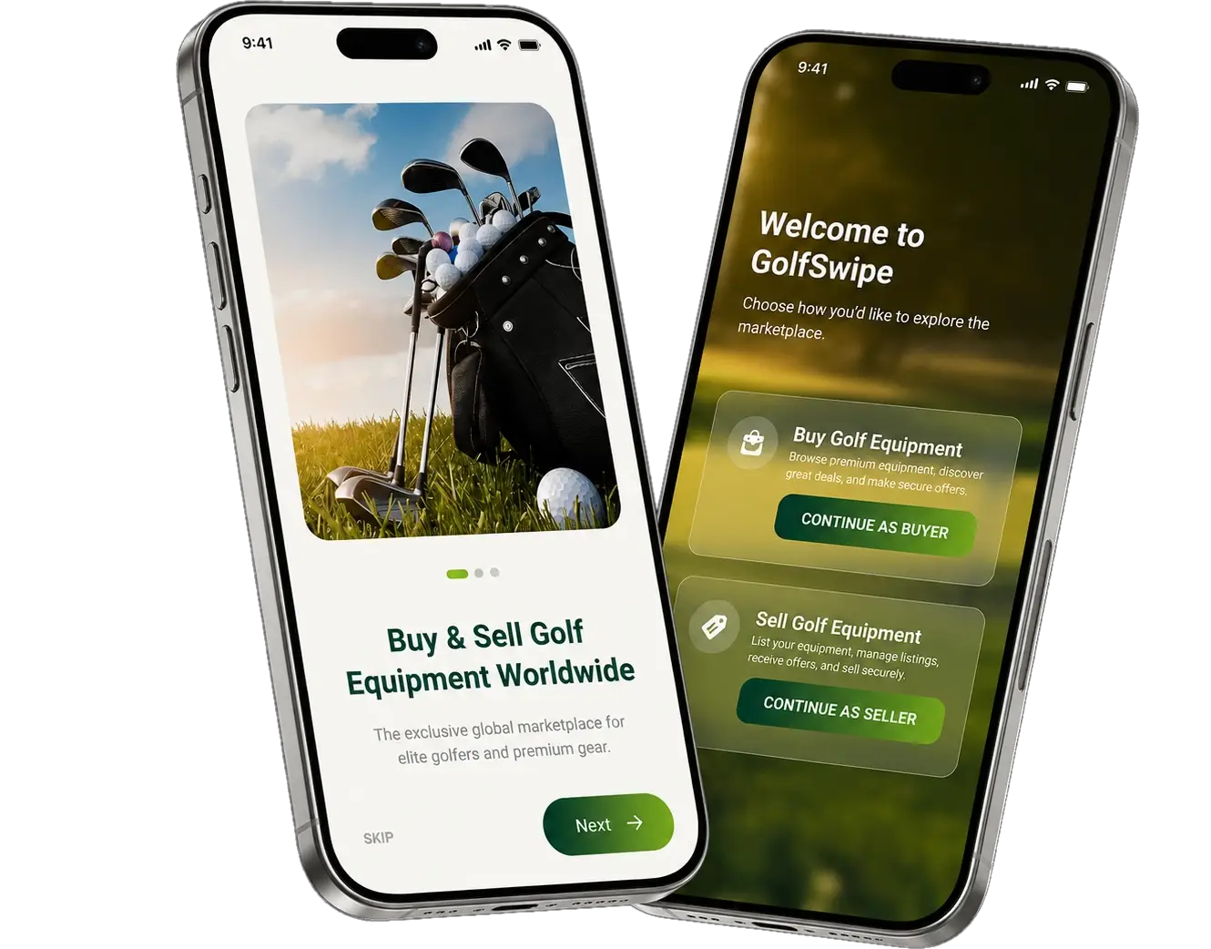 GolfSwipe app on mobile